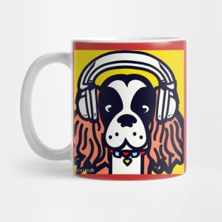 Spaniel Wearing Headphones Doodle Mug